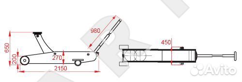 Домкрат подкатной 20т 200-650 KraftWell krwfj20T