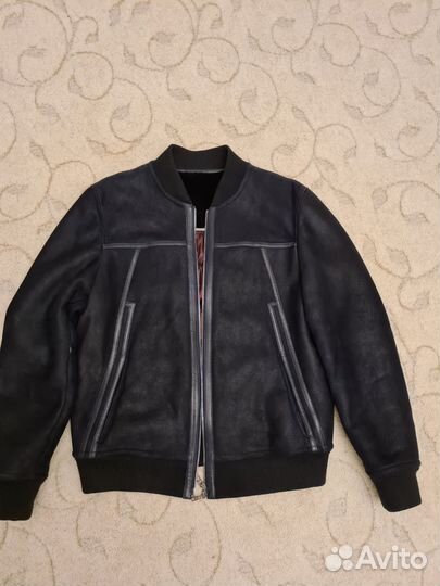 Дубленка с элементами кожи куртка мужская 52 54 бу