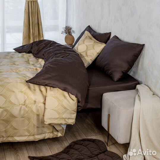 Жаккардовое покрывало Альба золотой песок на диван