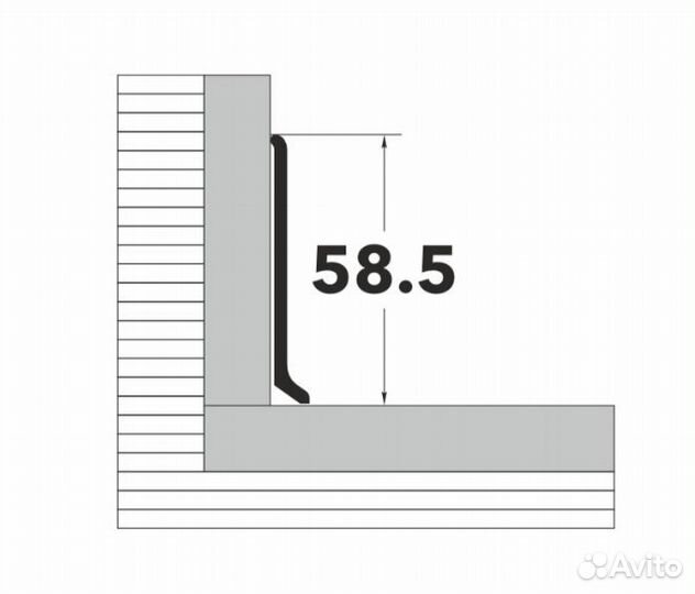 Плинтус алюминиевый напольный 60 мм серебро