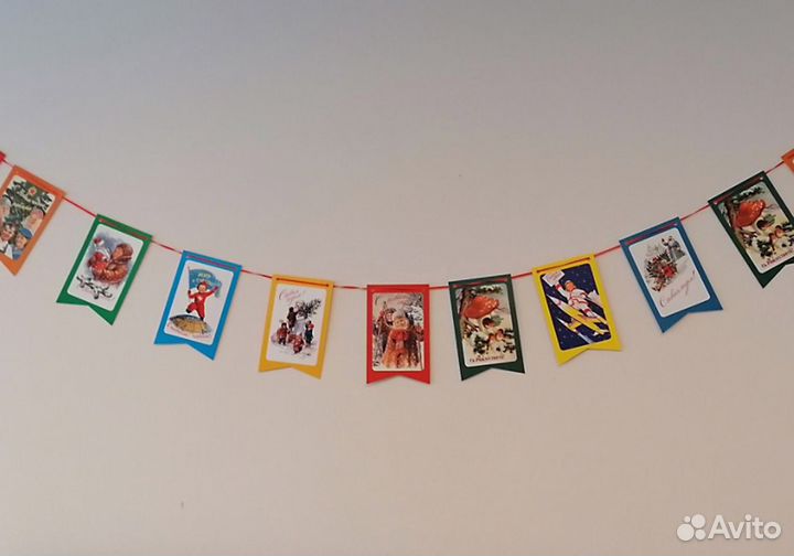 Флажки на елку комплект 16 шт лента 2 м Новый год