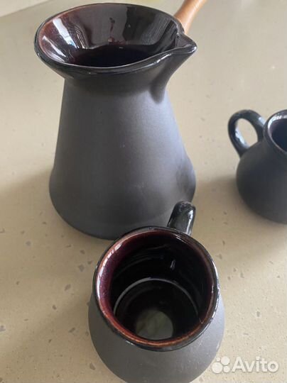 Турка для кофе керамическая с кружками