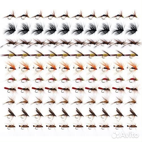 Сухая мушка Goture. Набор 100шт(10 видов)