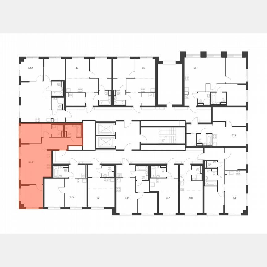 2-к. квартира, 58,3 м², 14/15 эт.