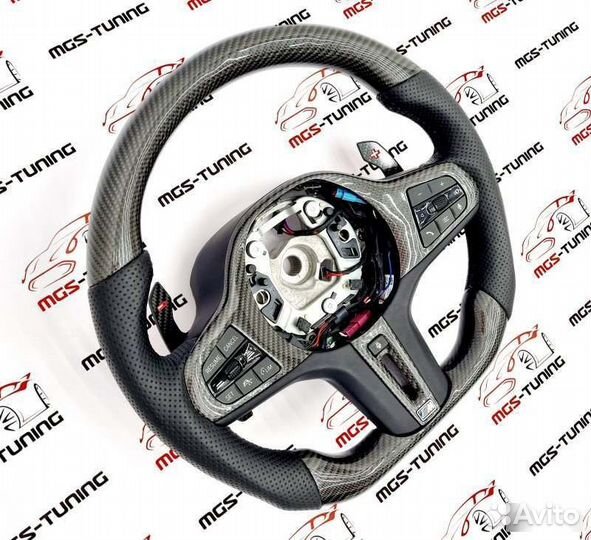 Руль с подогревом BMW 5 серия G30 стиль M карбон