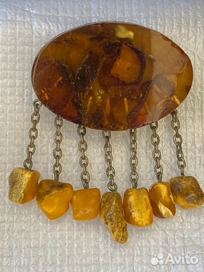 Брошь Янтарь Винтаж