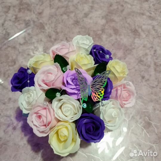 Букеты из мыльных роз ручной работы