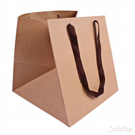 Крафт пакеты с ручками 20 20 20