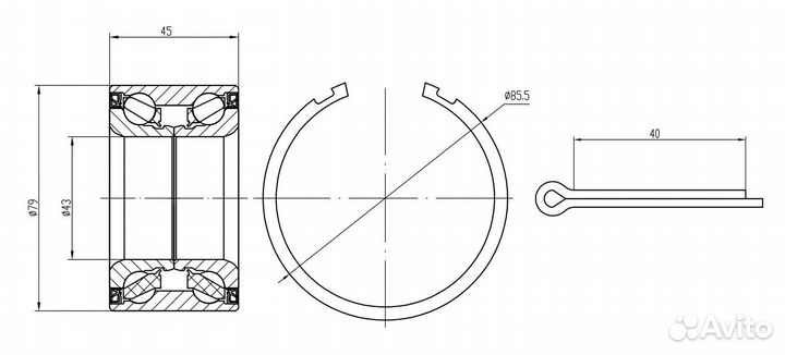 Ремкомплект ступицы задней для а/м CS 1477