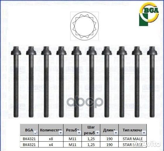 К-кт болтов гбц subaru outback (BL, BP) EJ251