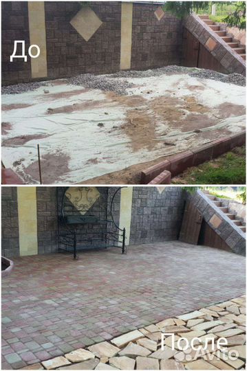 Укладка тротуарной плитки брусчатки