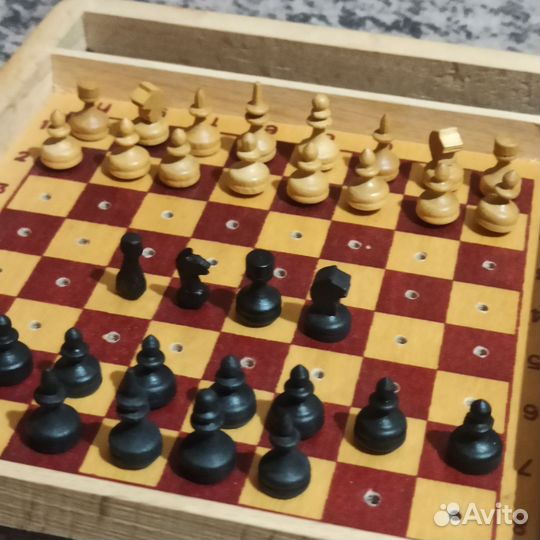 Шахматы деревянные СССР мини дорожные