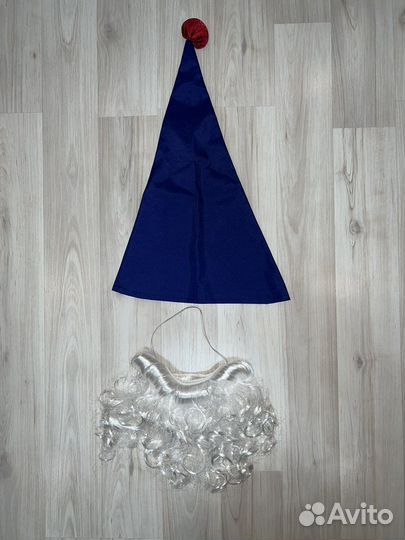 Карнавальный костюм, борода и колпак гномика