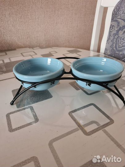 Керамические миски для кота/собаки на подставке