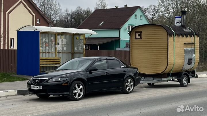 Баня бочка на прицепе