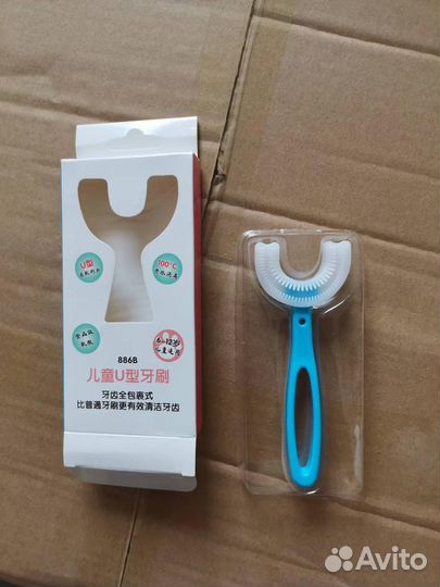 Детская зубная щетка U образная Оптом 6-12 голубая