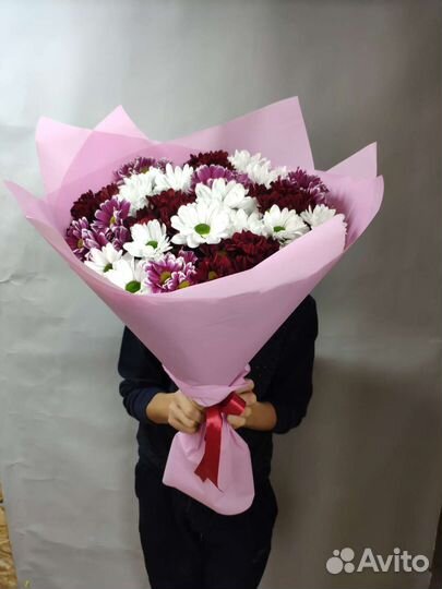 Букеты коробке корзинке хризантемы