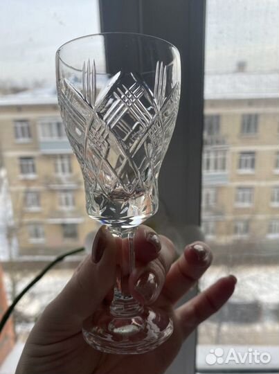 Набор из 6 рюмок в технике алмазной грани,хрусталь