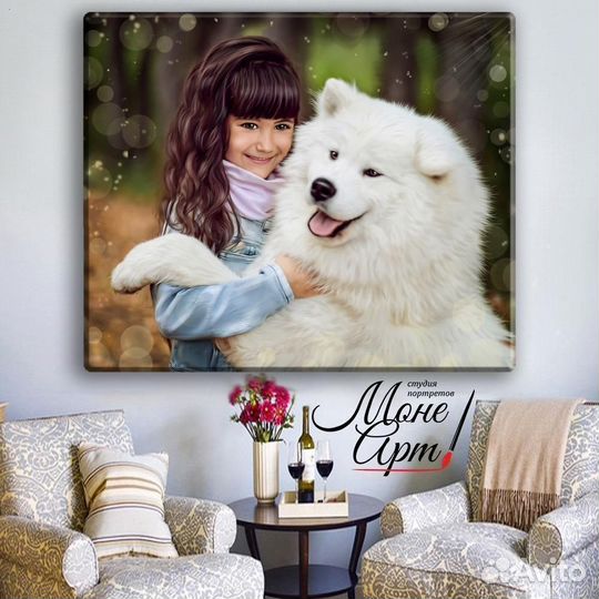 Портрет по фотографии на холсте