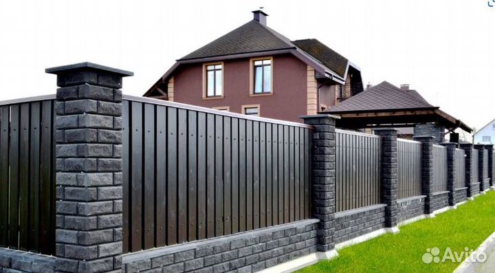 Забор из профнастила,ворота под ключ
