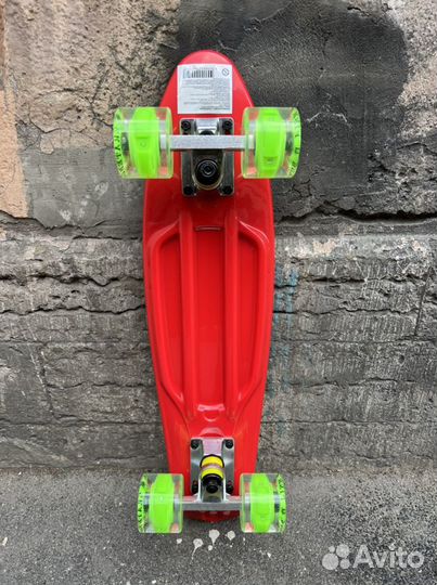 Пенни борд Fish Led красный