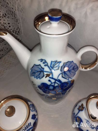 Сервиз фарфоровый СССР кофейный Виноградная лоза