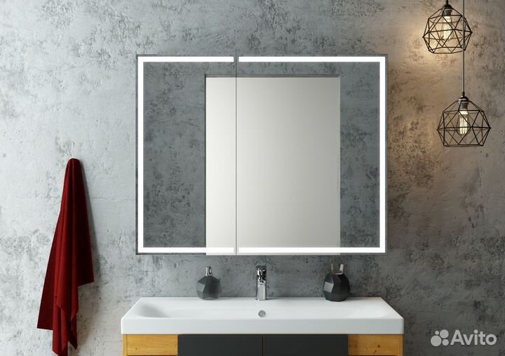 Зеркало шкаф с подсветкой для ванной