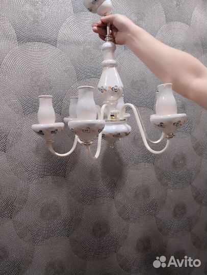 Люстра СССР фарфор,ручная роспись