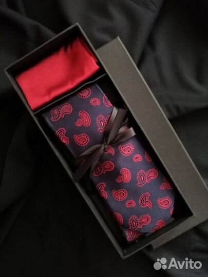 Галстук + костюмный платок (подарочный комплект)