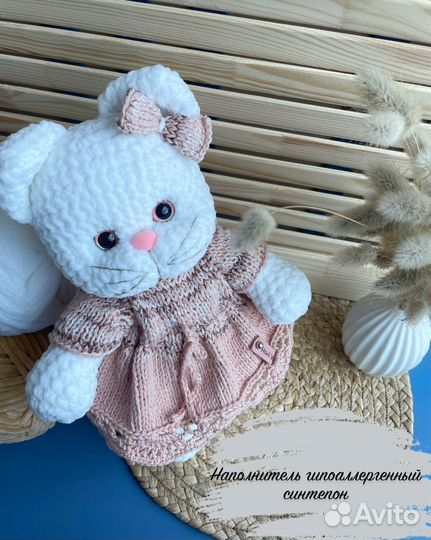 Вязаные игрушки Кошечка, вязаный кот