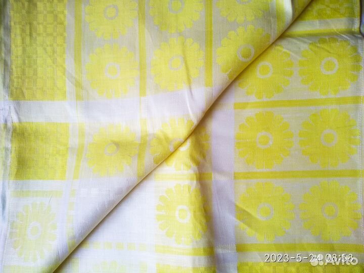 Скатерть лён новая, отрез ткани плюш СССР