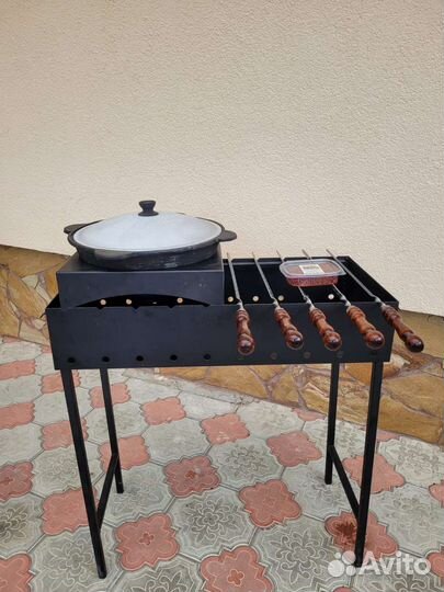 Мангал с казаном и шампурами