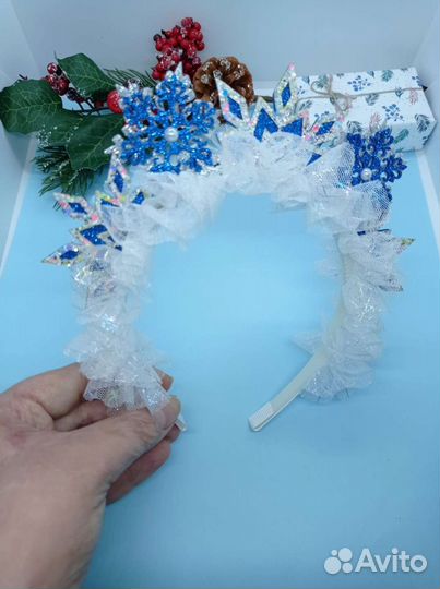 Ободок снежинка, ёлочка, конфетка для волос
