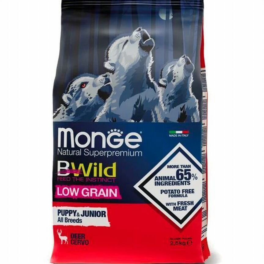 Корм Monge Dog BWild LOW grain Puppy & junior