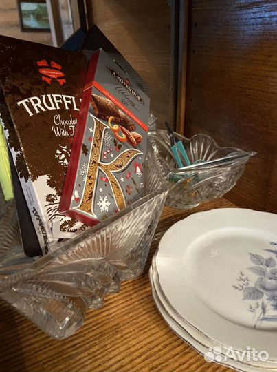 Хрустальная ваза конфетница сахарница