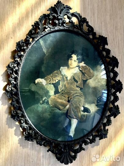 Картина 43 см./60-е гг./Рама Латунь/Италия