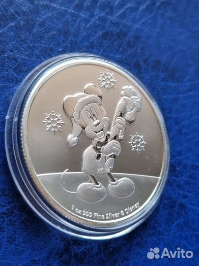 Монета Серебро Микки Маус Рождество 2020 Унция