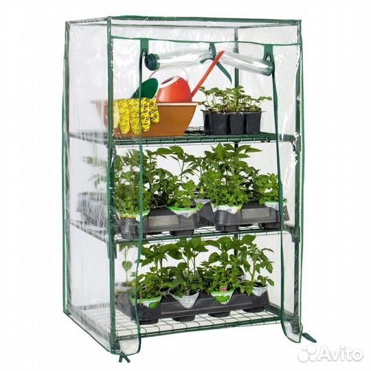 Парник для рассады на подоконник 3 полки 75х46х24