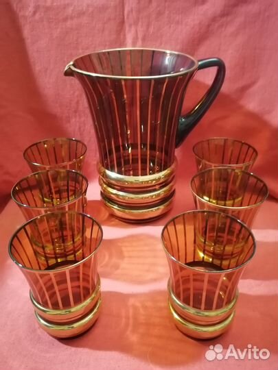 Набор для сока вина Богемия Чехословакия