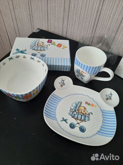 Новый детский набор посуды, фарфор
