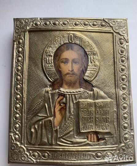 Икона антикварная Иисус Господь Вседержитель19 в