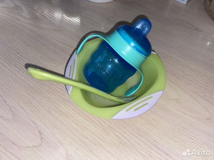Поильник avent, тарелка, ложка