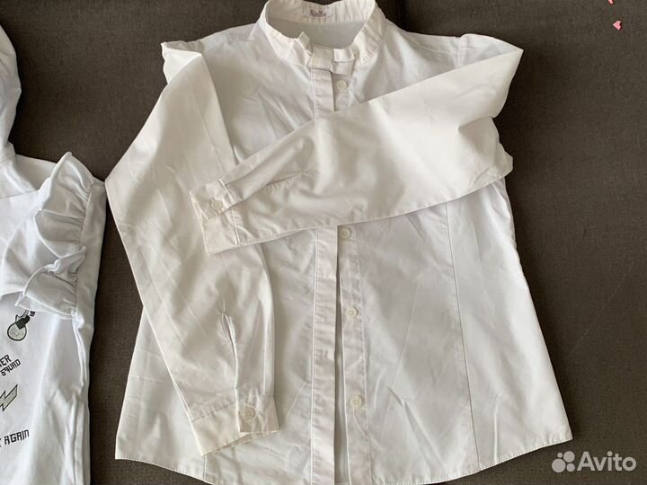 Блузки рубашки школьные белые для девочки 134-140