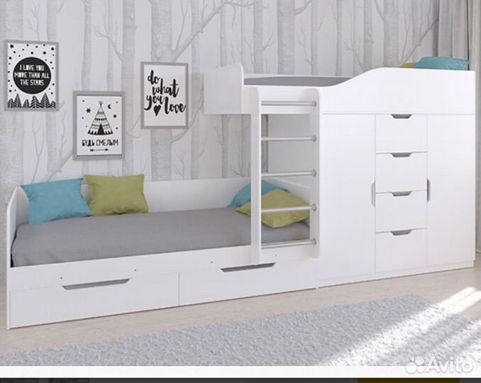 Детская кровать Белый/Салатовый