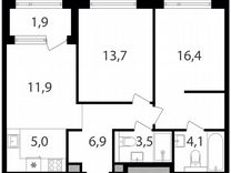 2-к. квартира, 63,4 м², 13/17 эт.