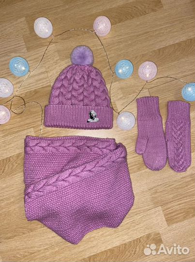 Шапочка, снуд и варежки