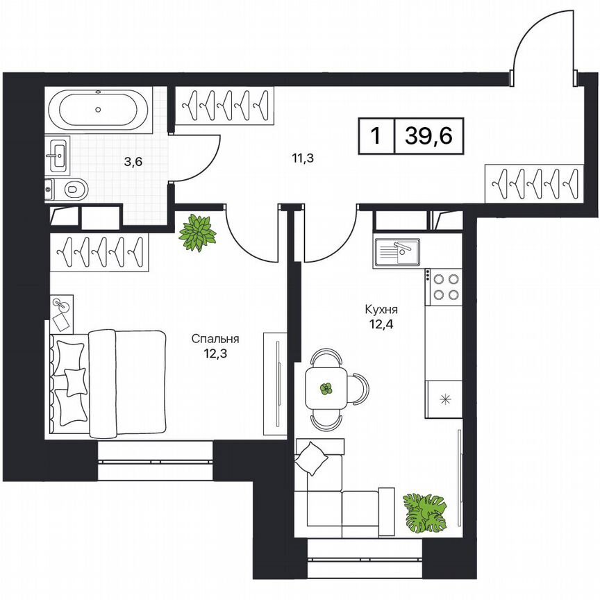 1-к. квартира, 39,6 м², 11/17 эт.