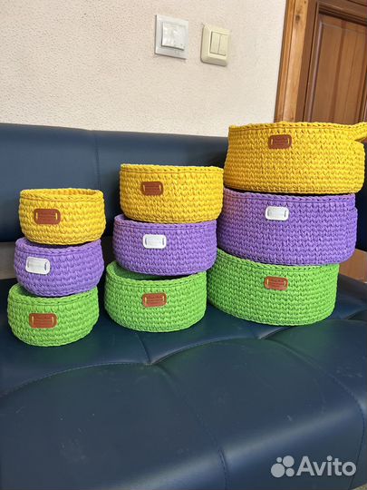 Вязанные корзинки