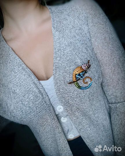 Брошь хамелеон