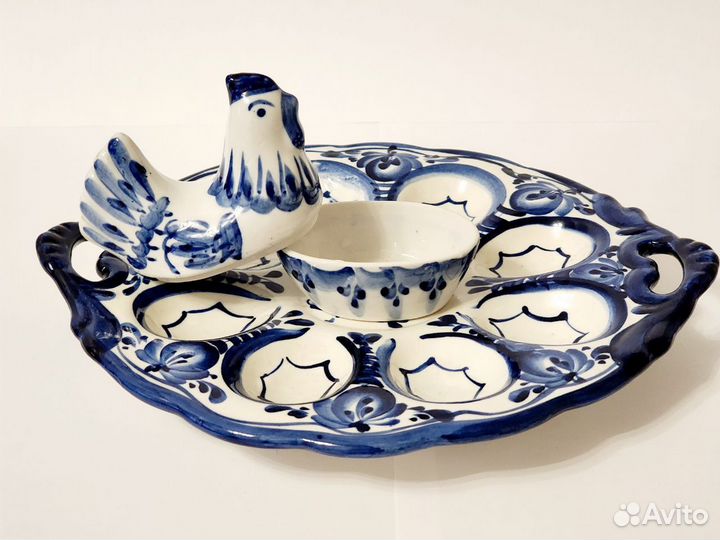 Подставка под яйца, фигурки из гжели